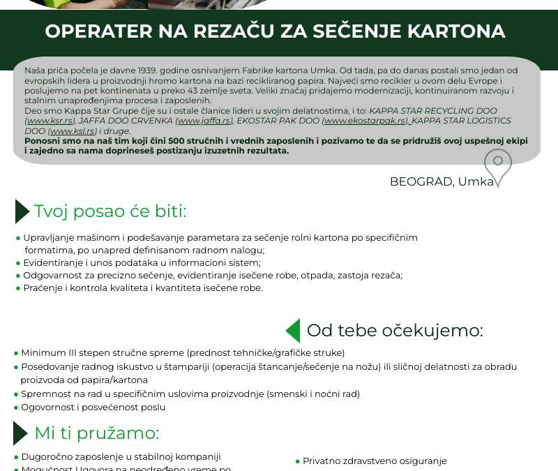Operater na rezaču za sečenje kartona