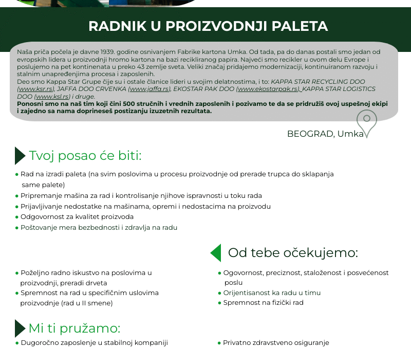 Radnik u proizvodnji paleta